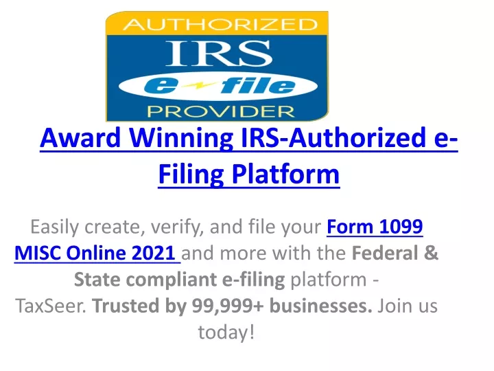 award winning irs authorized e filing platform