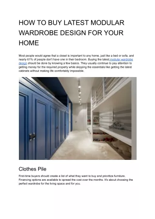 how to buy latest modular wardrobe design