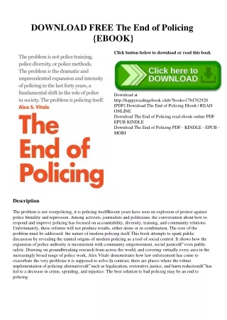 DOWNLOAD FREE The End of Policing {EBOOK}