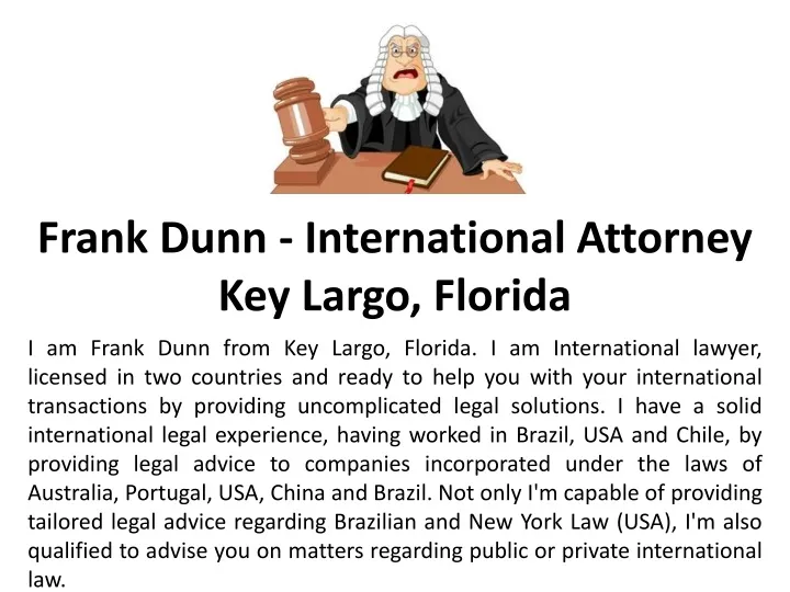 frank dunn international attorney key largo florida