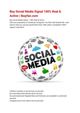 Buy Social Media Signal 100% Real & Active | Ibuyfan.com