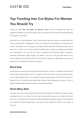 Top Trending Hair Cut Styles For Women You Should Try - Cast Salon