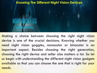 Knowing The Different Night Vision Devices