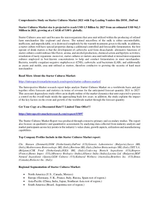 comprehensive study on starter cultures market