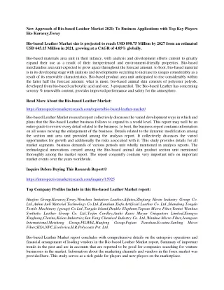 new approach of bio based leather market 2021