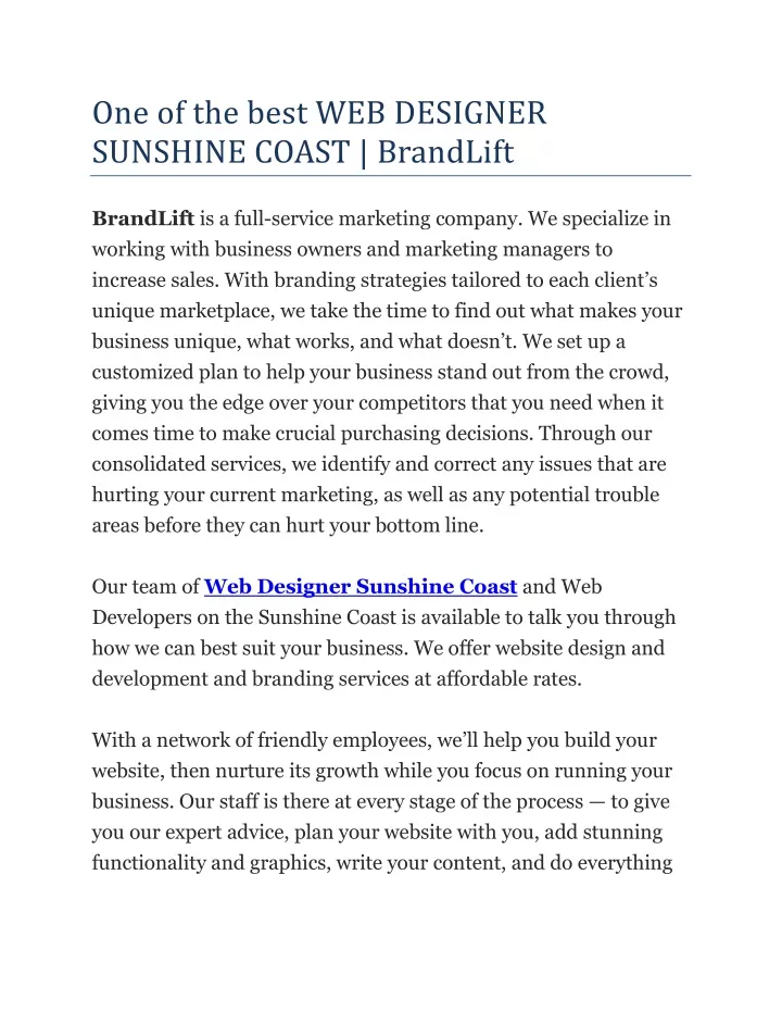one of the best web designer sunshine coast