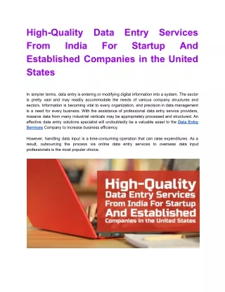 High-Quality Data Entry Services From India For Startup And Established Companies in the United States.docx
