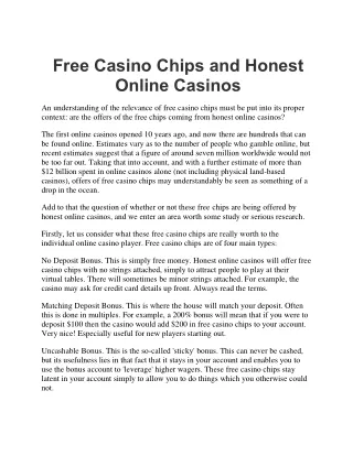 Free Casino Chips and Honest Online Casinos