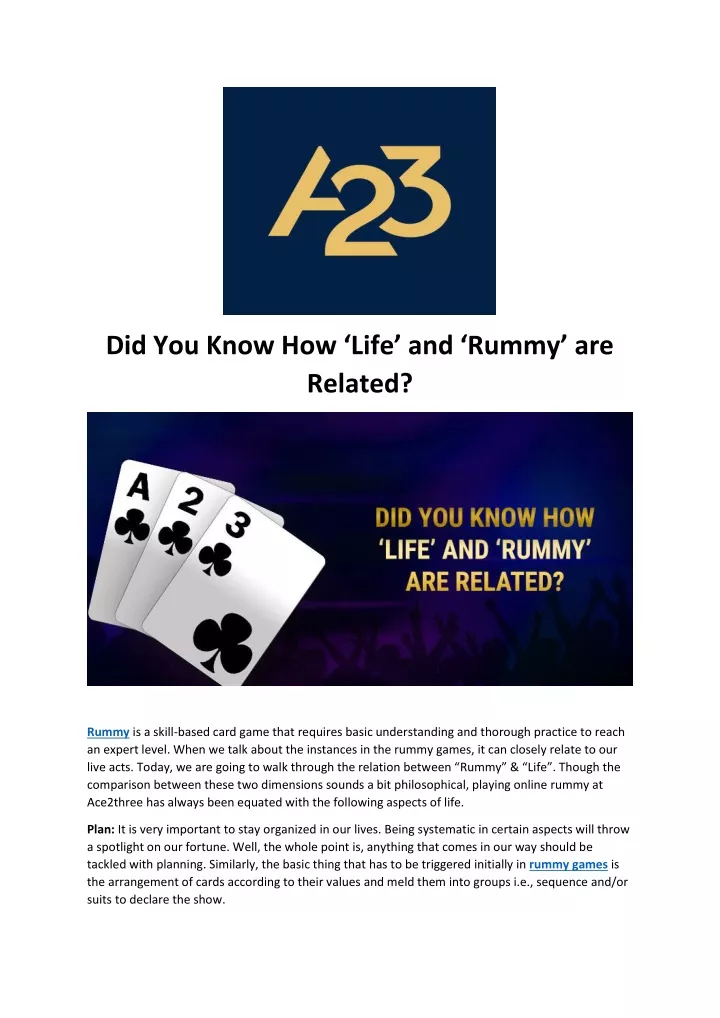 did you know how life and rummy are related