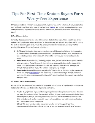 tips for first time kratom buyers for a worry