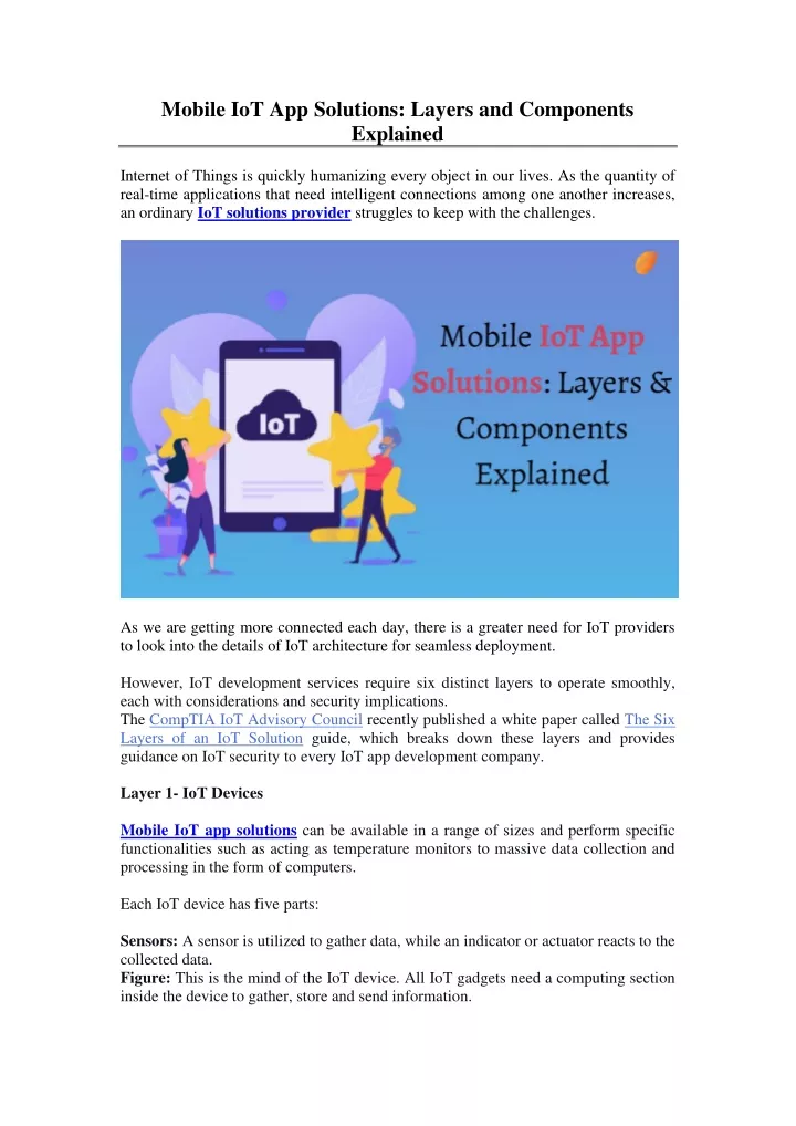 mobile iot app solutions layers and components