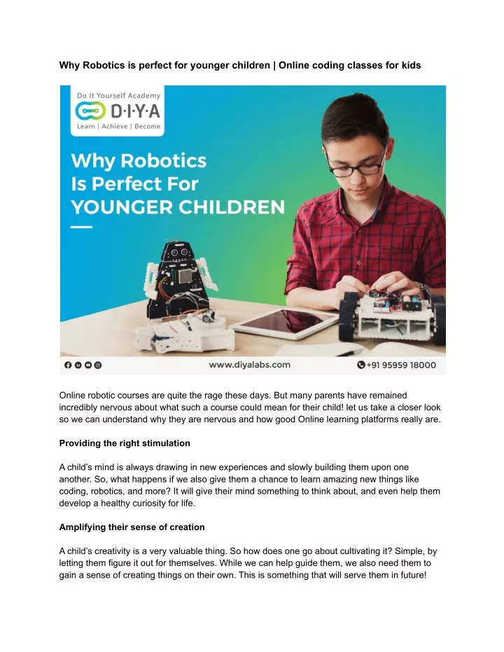 why robotics is perfect for younger children