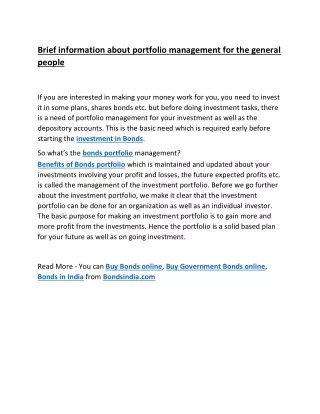 brief information about portfolio management