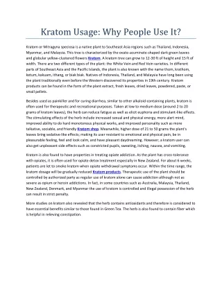 kratom usage why people use it