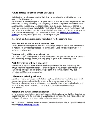 Future Trends in Social Media Marketing
