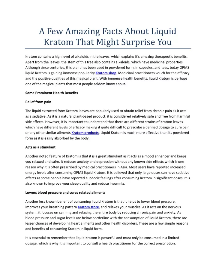 a few amazing facts about liquid kratom that