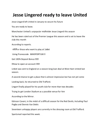 Jesse Lingard ready to leave United