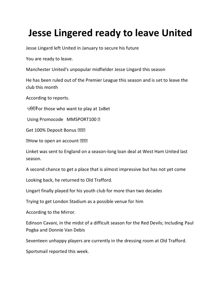 jesse lingered ready to leave united
