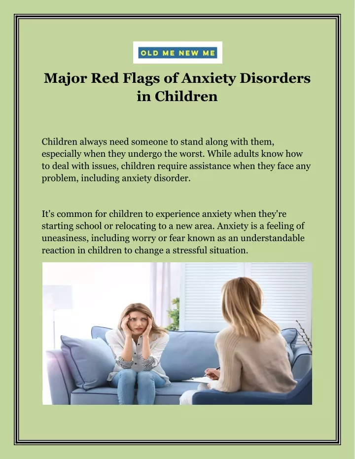 major red flags of anxiety disorders in children