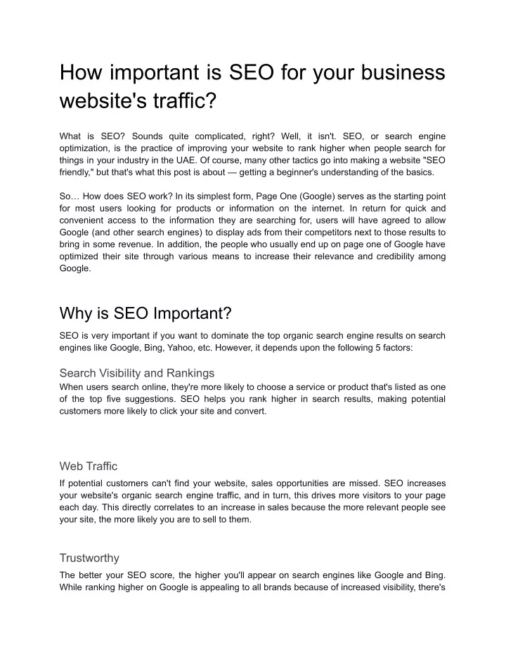 how important is seo for your business website