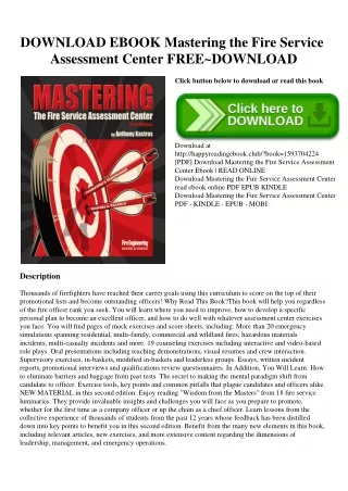 DOWNLOAD EBOOK Mastering the Fire Service Assessment Center FREE~DOWNLOAD