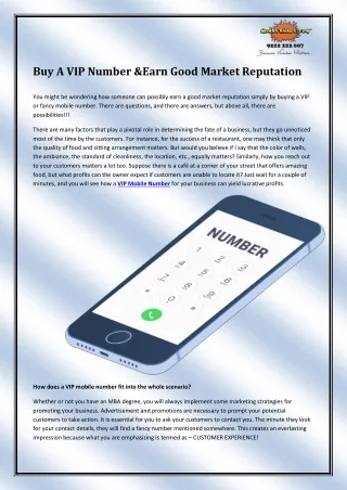 buy a vip number earn good market reputation