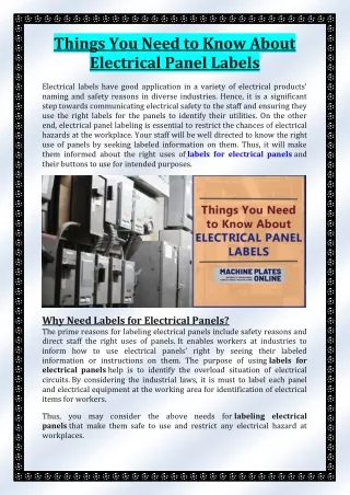 Things You Need to Know About Electrical Panel Labels