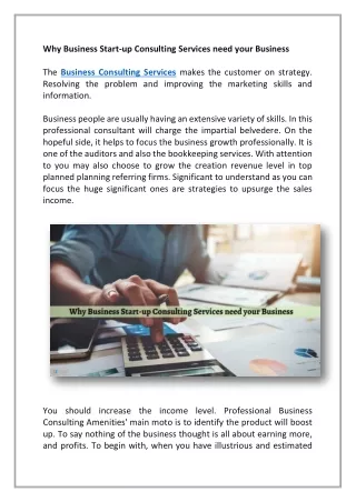 why business start up consulting services need