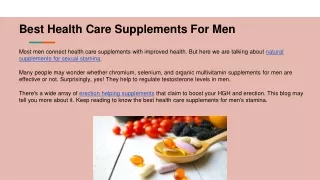 Best Health Care Supplements For Men