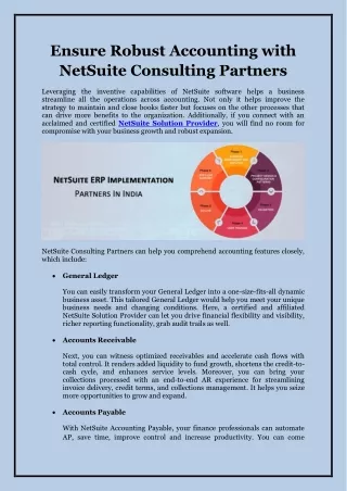 Ensure Robust Accounting with NetSuite Consulting Partners