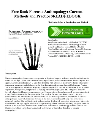Free Book Forensic Anthropology Current Methods and Practice $READ$ EBOOK