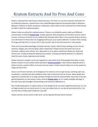 kratom extracts and its pros and cons