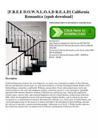 [F.R.E.E D.O.W.N.L.O.A.D R.E.A.D] California Romantica {epub download}