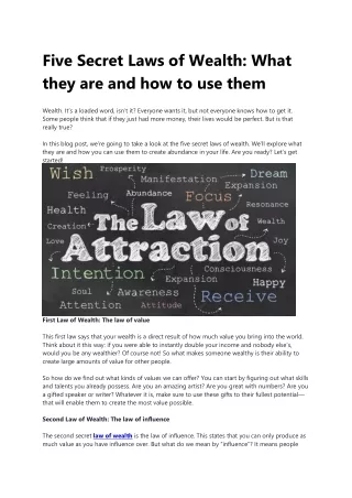 five secret laws of wealth what they