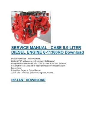 SERVICE MANUAL - CASE 5.9 LITER DIESEL ENGINE 6-11380RO