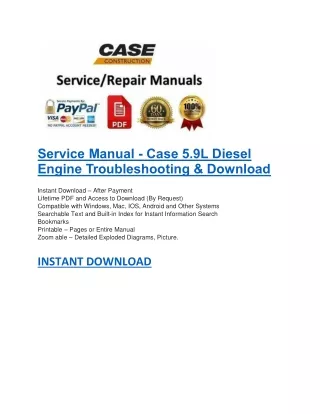 Service Manual - Case 5.9L Diesel Engine Troubleshooting & Download