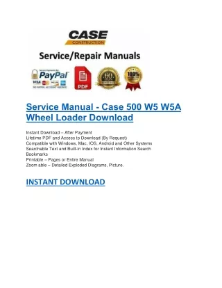 Service Manual - Case 500 W5 W5A Wheel Loader