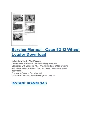 Service Manual - Case 521D Wheel Loader Download
