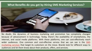 What Benefits do you get by Hiring SMS Marketing Services