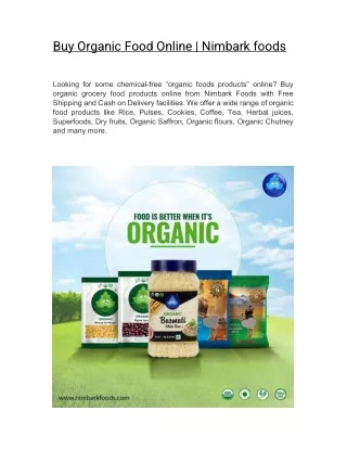 Buy Organic Food Online | Nimbark foods