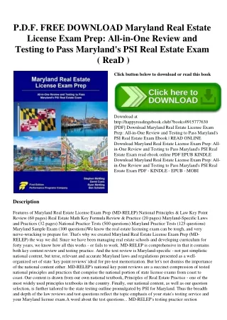 P.D.F. FREE DOWNLOAD Maryland Real Estate License Exam Prep All-in-One Review and Testing to Pass Maryland's PSI Real Es