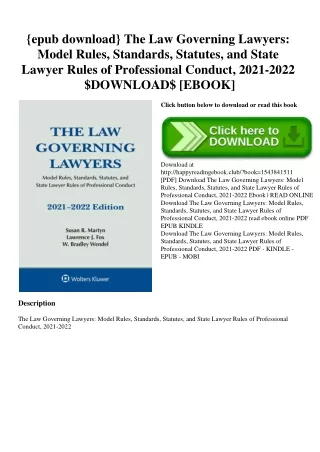 {epub download} The Law Governing Lawyers Model Rules  Standards  Statutes  and State Lawyer Rules of Professional Condu