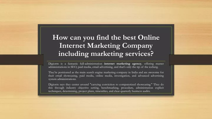 how can you find the best online internet marketing company including marketing services