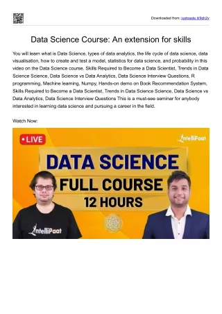 Data Science Course: An extension for skills