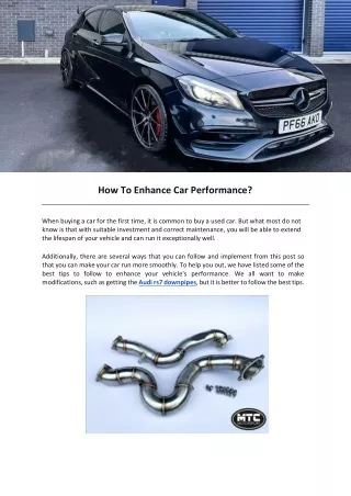 how to enhance car performance
