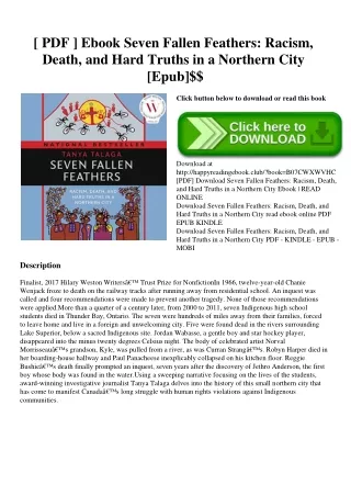 [ PDF ] Ebook Seven Fallen Feathers Racism  Death  and Hard Truths in a Northern City [Epub]$$