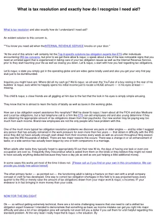 What is tax resolution and also just how do I understand I need assist?