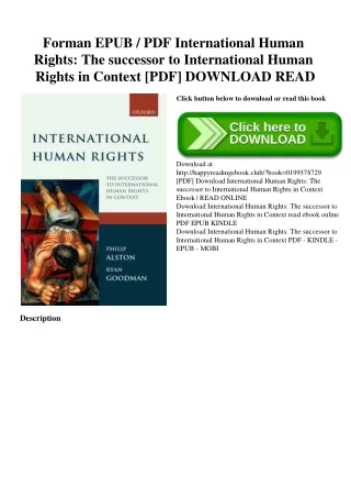 Forman EPUB  PDF International Human Rights The successor to International Human Rights in Context [PDF] DOWNLOAD READ