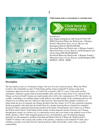 (DOWNLOADPDF} Where the Wind Leads A Refugee Family's Miraculous Story of Loss  Rescue  and Redemption (DOWNLOADPDF}