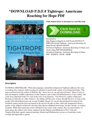 ^DOWNLOAD P.D.F.# Tightrope Americans Reaching for Hope PDF